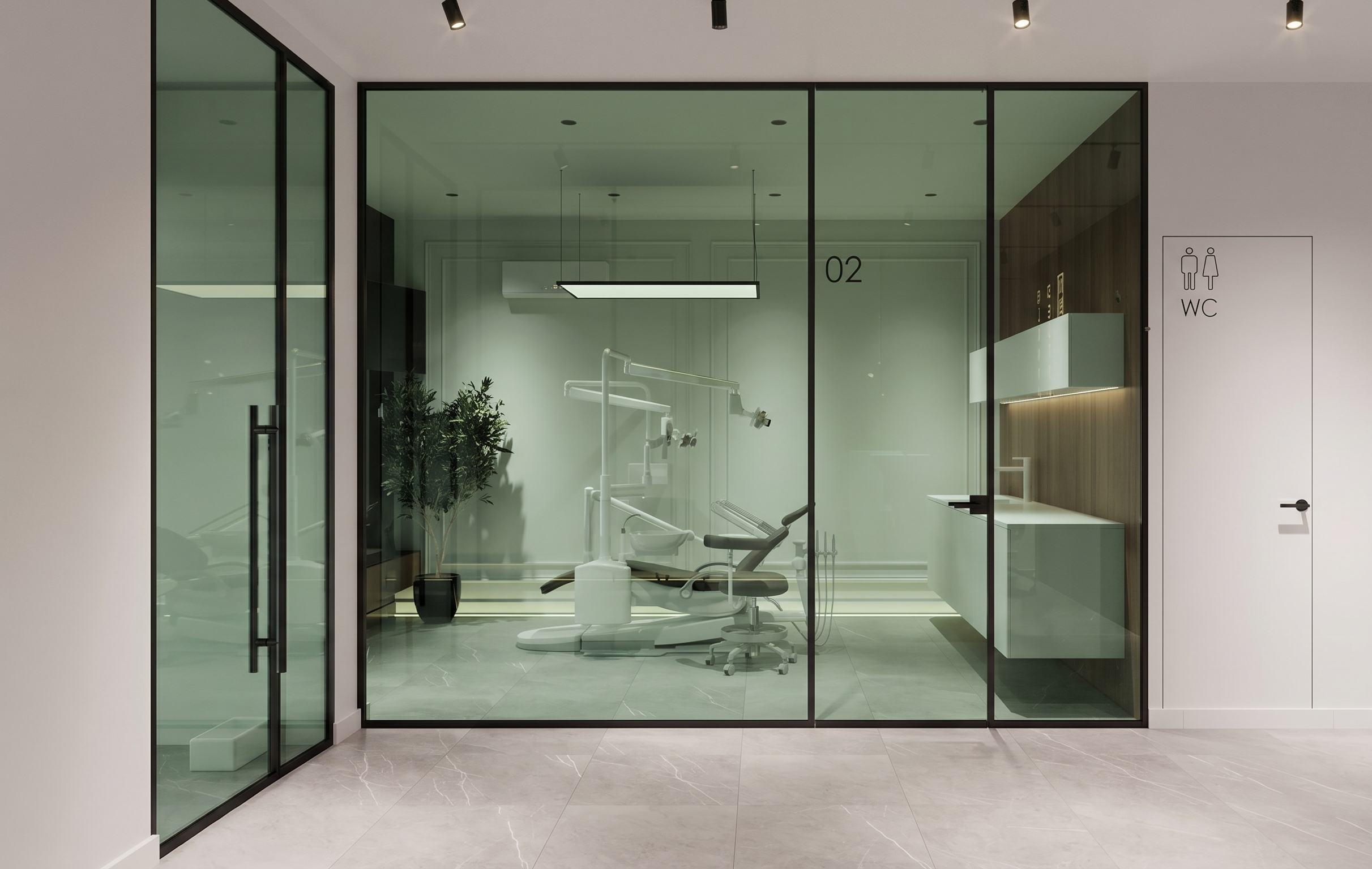 Arqia glass in a healthcare interior